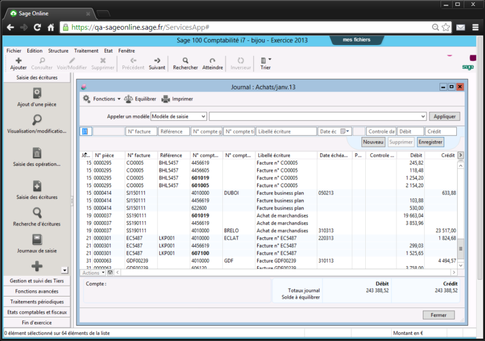 Sage comptabilité 100 journal achat